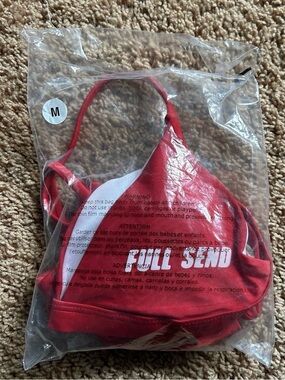 FULL SEND two piece RED bikini thong NEW in package. No tags. Size Medium.